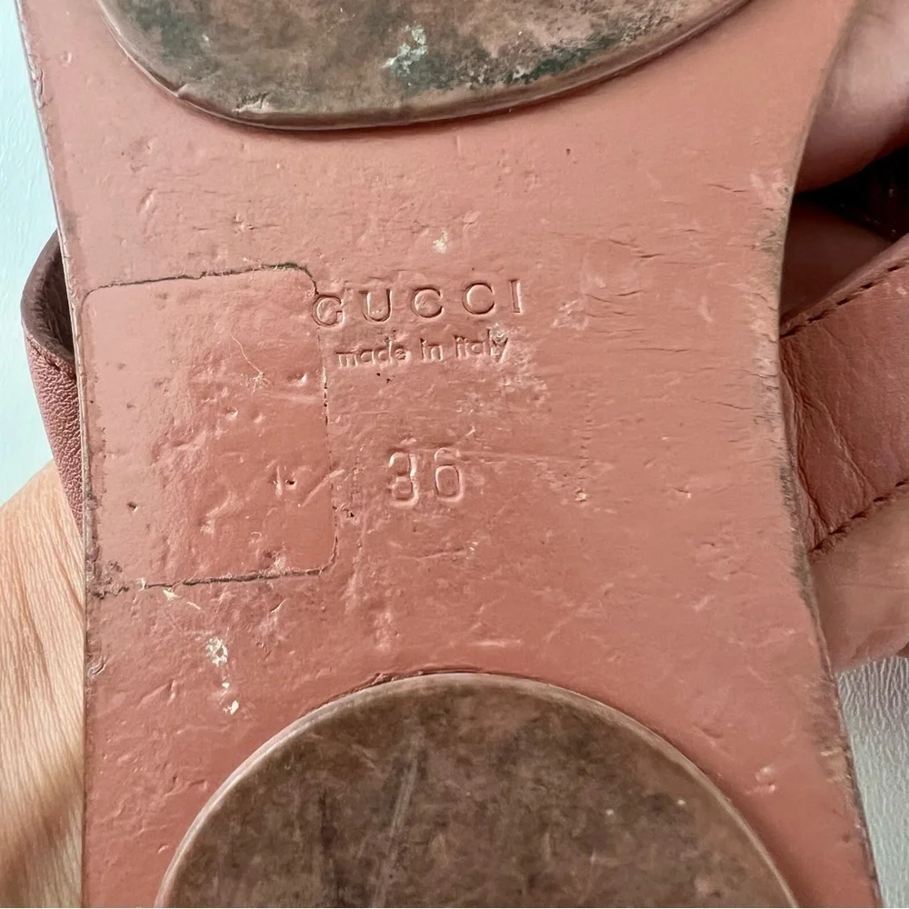 GUCCI | Pink Guccissima Leather Interlocking GG Thong Sandals Flats EU 36 - Picture 13 of 16
